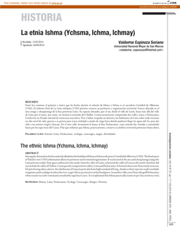 HISTORIA La Etnia Ishma (Ychsma, Ichma, Ichmay)