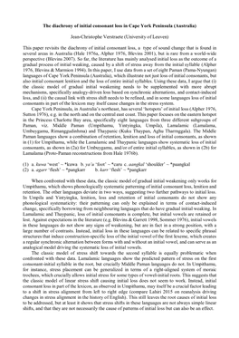 The Diachrony of Initial Consonant Loss in Cape York Peninsula (Australia)