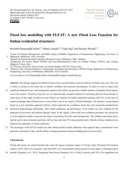 Flood Loss Modelling with FLF-IT: a New Flood Loss Function for Italian Residential Structures