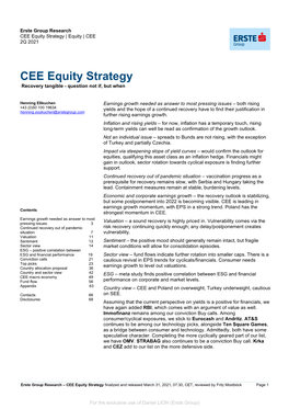 CEE Equity Strategy | Equity | CEE 2Q 2021