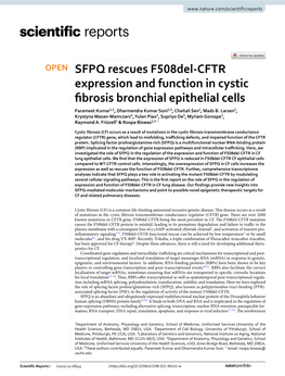 SFPQ Rescues F508del-CFTR Expression and Function in Cystic