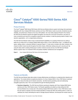 Cisco Catalyst 6500 Series/7600 Series ASA Services Module Data