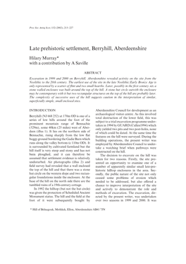 Late Prehistoric Settlement, Berryhill, Aberdeenshire