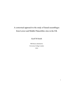 A Contextual Approach to the Study of Faunal Assemblages from Lower and Middle Palaeolithic Sites in the UK