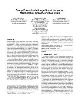 Group Formation in Large Social Networks: Membership, Growth, and Evolution