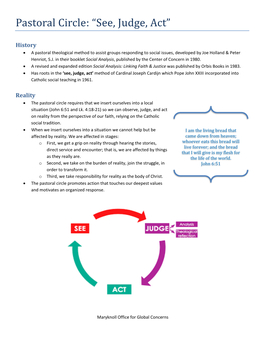 Pastoral Circle: “See, Judge, Act”