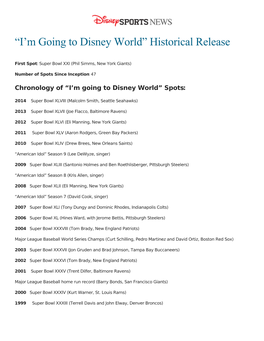 “I'm Going to Disney World” Historical Release