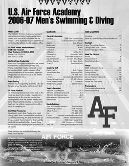 U.S. Air Force Academy 2006-07 Men's Swimming & Diving