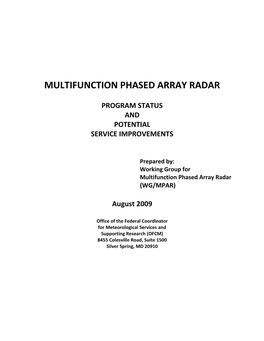 Multifunction Phased Array Radar