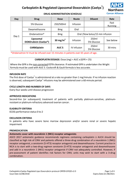 Carboplatin & Pegylated Liposomal Doxorubicin (Caelyx )