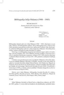Bibliografija Julija Makanca (1904 ‒ 1945)