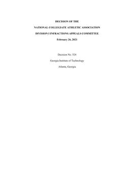 Feb. 2021 Georgia Tech Public Appeals Decision