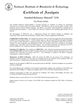 Certificate of Analysis