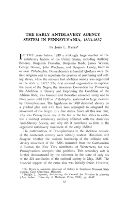 The Early Antislavery Agency System in Pennsylvania, 1833-1837