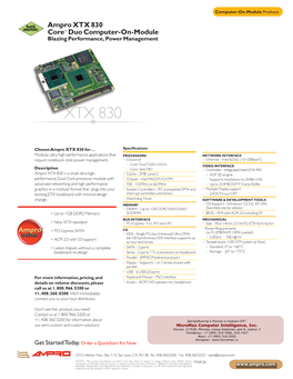 Ampro XTX 830 Core™ Duo Computer-On-Module