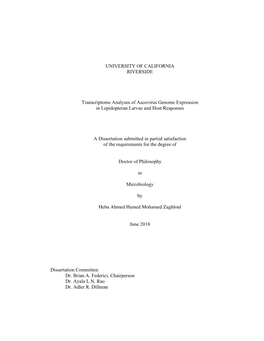 UNIVERSITY of CALIFORNIA RIVERSIDE Transcriptome