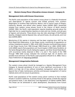 6.2 Western Snowy Plover (Charadrius Nivosus Nivosus) – Category SL