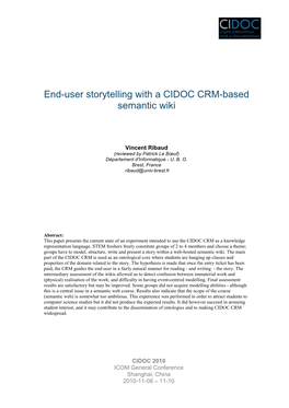 End-User Story Telling with a CIDOC CRM- Based Semantic Wiki