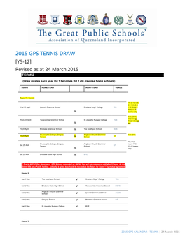 2014 GPS Swimming Calendar