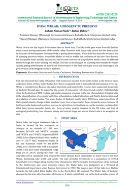 Deterioration of Water Bodies of Kashmir with Special Reference To