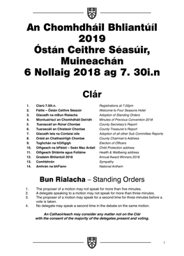 An Chomhdháil Bhliantúíl 2019 Óstán Ceithre Séasúir, Muineachán 6 Nollaig 2018 Ag 7