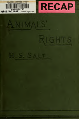 Animals' Rights Considered in Relation to Social Progress