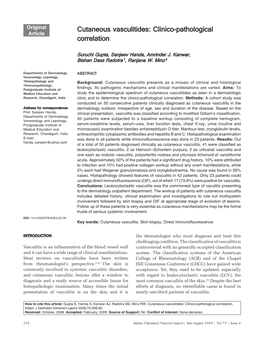 Cutaneous Vasculitides: Clinico-Pathological Correlation