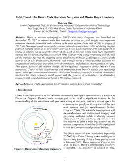 1 Orbit Transfers for Dawn's Vesta Operations: Navigation and Mission