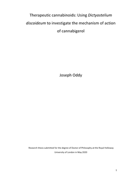 Using Dictyostelium Discoideum to Investigate the Mechanism of Action of Cannabigerol