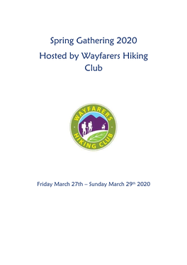 Spring Gathering 2020 Hosted by Wayfarers Hiking Club