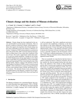 Climate Change and the Demise of Minoan Civilization