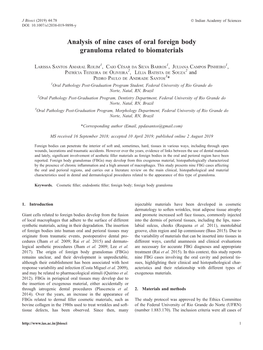 Analysis of Nine Cases of Oral Foreign Body Granuloma Related to Biomaterials