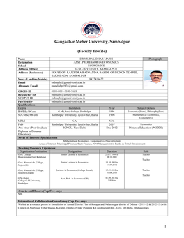 Gangadhar Meher University, Sambalpur (Faculty Profile)