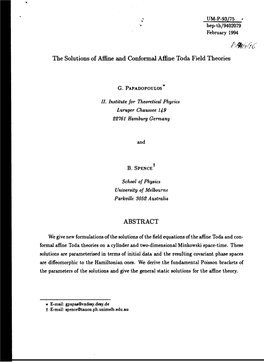The Solutions of Affine and Conformal Affine Toda Field Theories