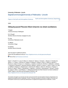 Obliquity-Paced Pliocene West Antarctic Ice Sheet Oscillations