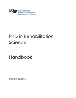 Phd in Rehabilitation Science Handbook