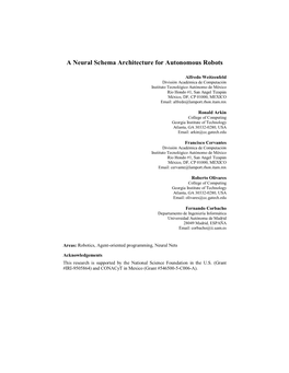 A Neural Schema Architecture for Autonomous Robots