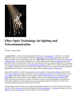 Fiber Optic Technology for Lighting and Telecommunication