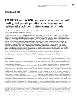 KIAA0319 and ROBO1: Evidence on Association with Reading and Pleiotropic Effects on Language and Mathematics Abilities in Developmental Dyslexia