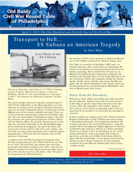 SS Sultana an American Tragedy by Don Wiles Last Photo of the SS Sultana an Ancestor of Don’S Was a Prisoner in Andersonville and Was on the Sultana and Survived