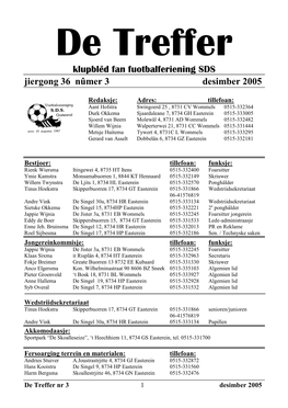 De Treffer Klupblêd Fan Fuotbalferiening SDS Jiergong 36 Nûmer 3 Desimber 2005