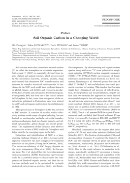 Soil Organic Carbon in a Changing World