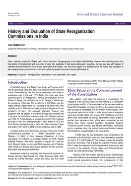 History and Evaluation of State Reorganization Commissions in India