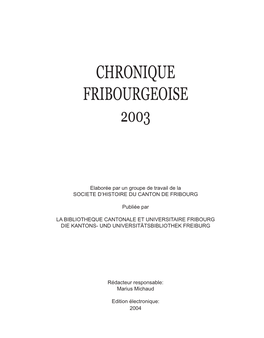 Chronique Fribourgeoise 2003