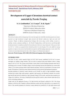 Development of Copper-Chromium Electrical Contact Materials by Powder Forging