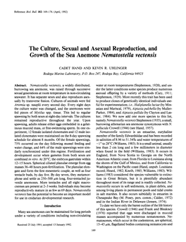 The Culture, Sexual and Asexual Reproduction, and Growth of the Sea Anemone Nematostella Vectensis