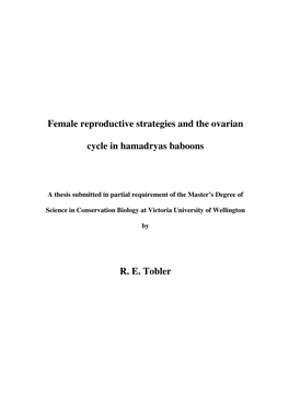 Female Reproductive Strategies and the Ovarian Cycle in Hamadryas