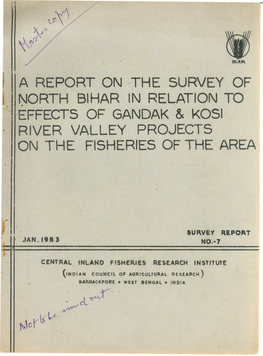 A Report on the Survey of North Bihar In·Relation To