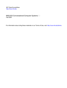 MAS.632 Conversational Computer Systems