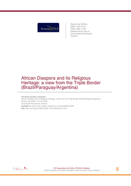 African Diaspora and Its Religious Heritage: a View from the Triple Border (Brazil/Paraguay/Argentina)